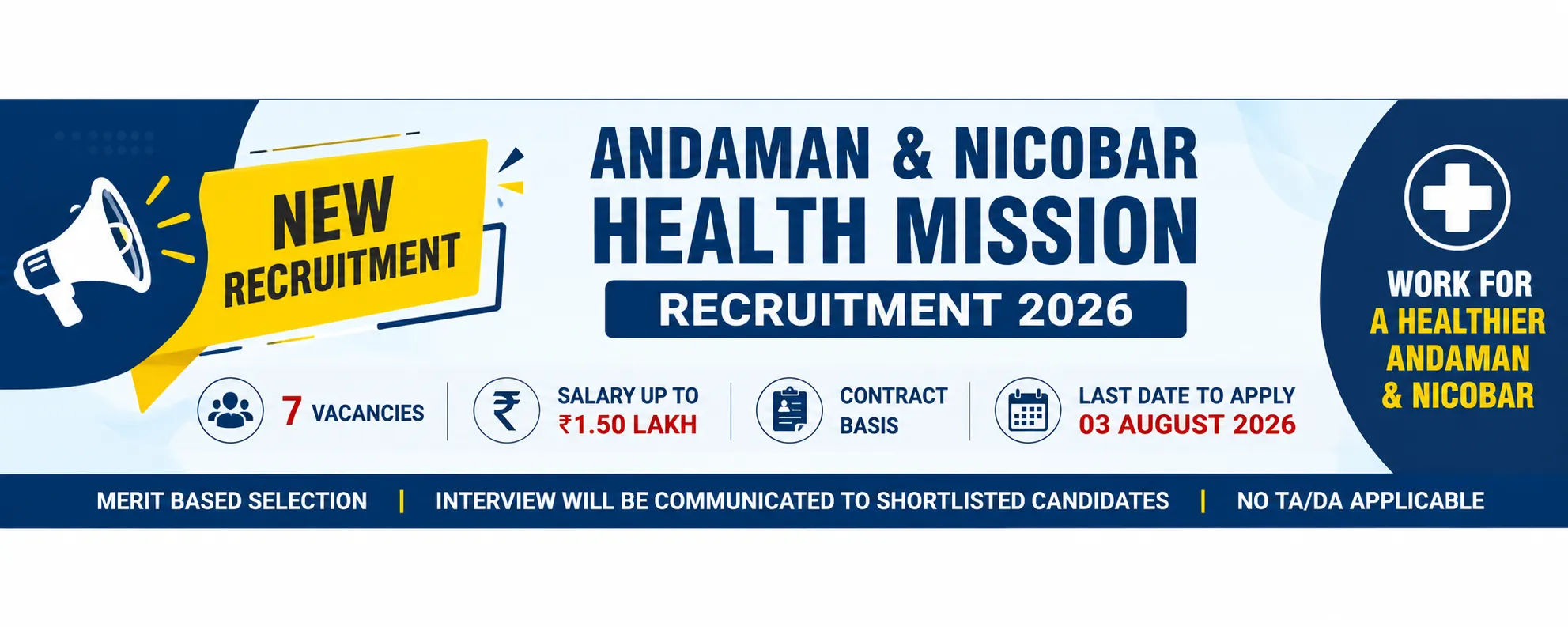 Andaman Health Mission Recruitment 2026: Apply for 7 Contractual Posts | Salary Up to ₹1.50 Lakh