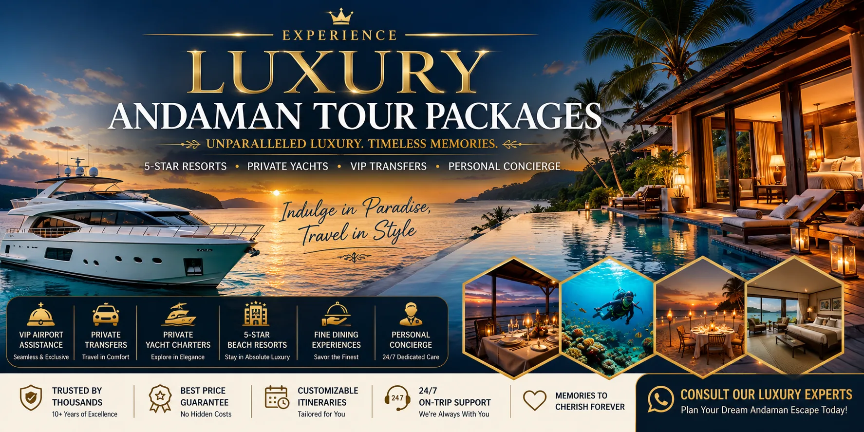 💎 Luxury Andaman Tour Packages 2026 | 5-Star Resorts & Private Yachts