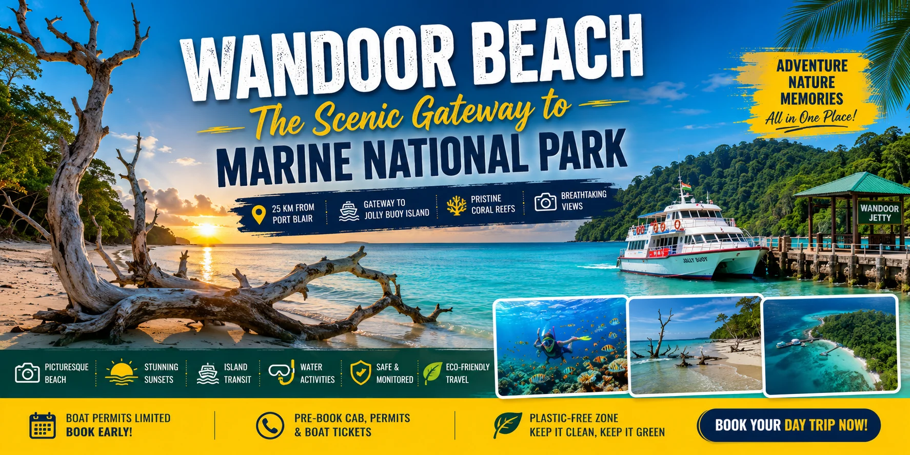 🏖️ Wandoor Beach – The Scenic Gateway to Marine National Park
